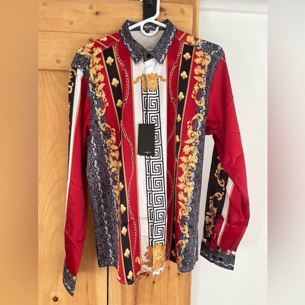 Greek! Men's Red and Black. Button down. Never worn. Enjoy!